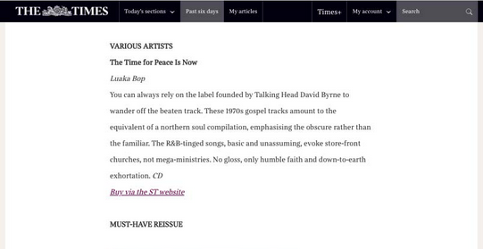 Sunday Times Album Review