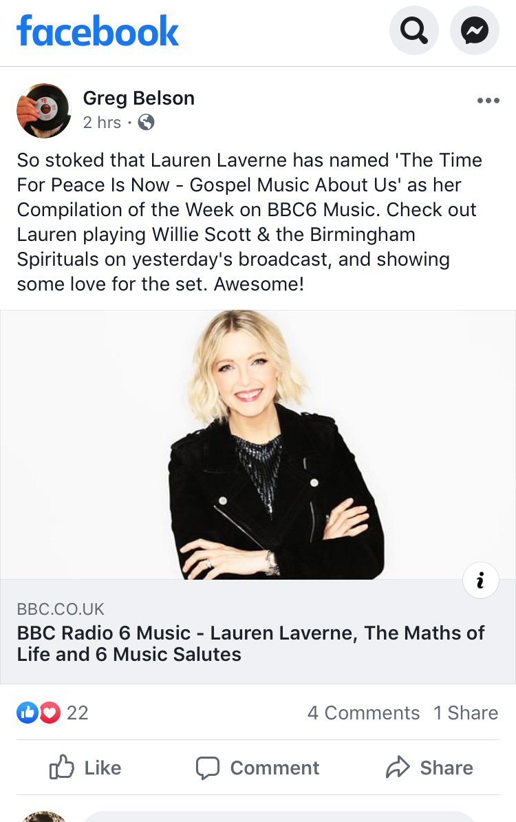 Lauren Laverne plays Willy Scott & The Birmingham Spirituals